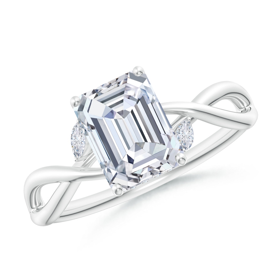 8x6mm FGVS Lab-Grown Nature-Inspired Emerald-Cut Diamond Hidden Halo Engagement Ring in White Gold 