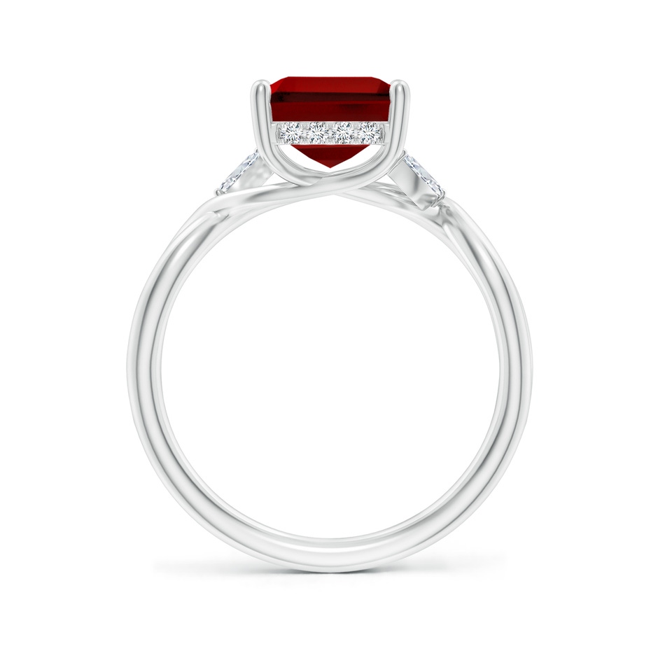 10x8mm Labgrown Lab-Grown Nature-Inspired Emerald-Cut Ruby Hidden Halo Engagement Ring in 18K White Gold side 199