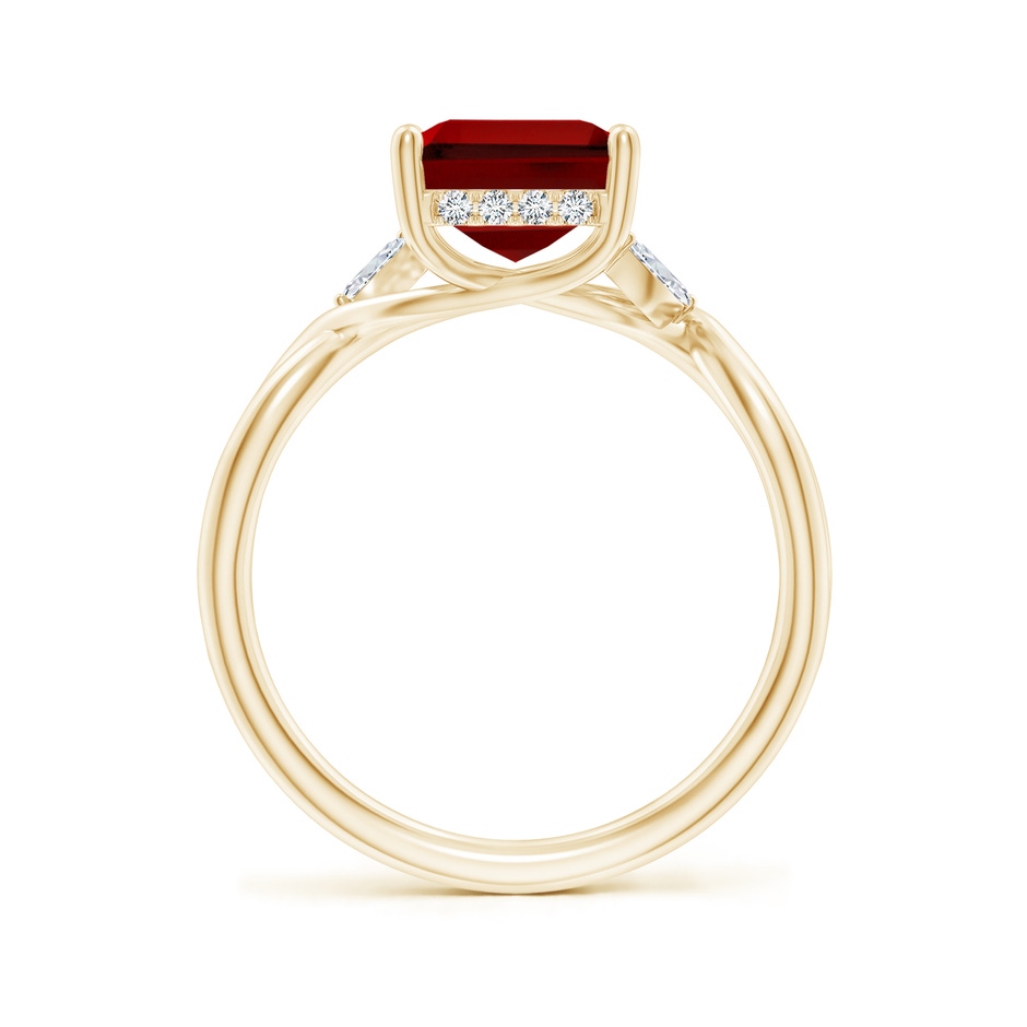 10x8mm Labgrown Lab-Grown Nature-Inspired Emerald-Cut Ruby Hidden Halo Engagement Ring in 18K Yellow Gold side 199
