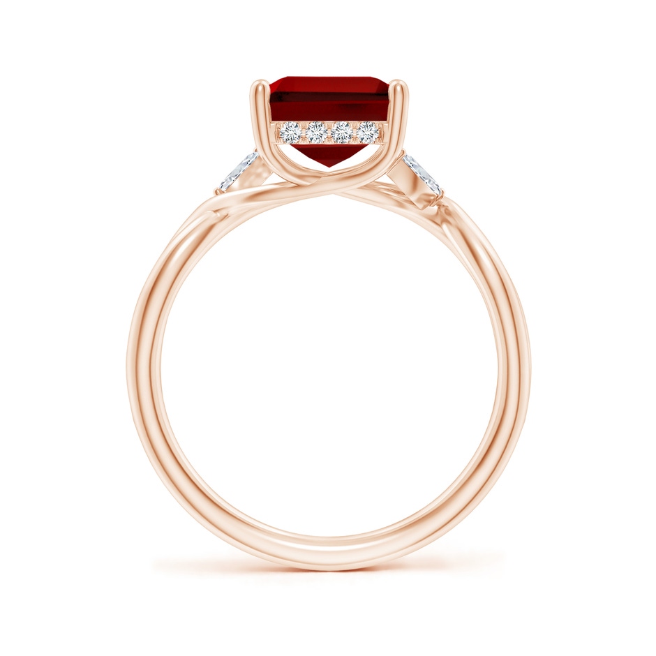 10x8mm Labgrown Lab-Grown Nature-Inspired Emerald-Cut Ruby Hidden Halo Engagement Ring in Rose Gold side 199