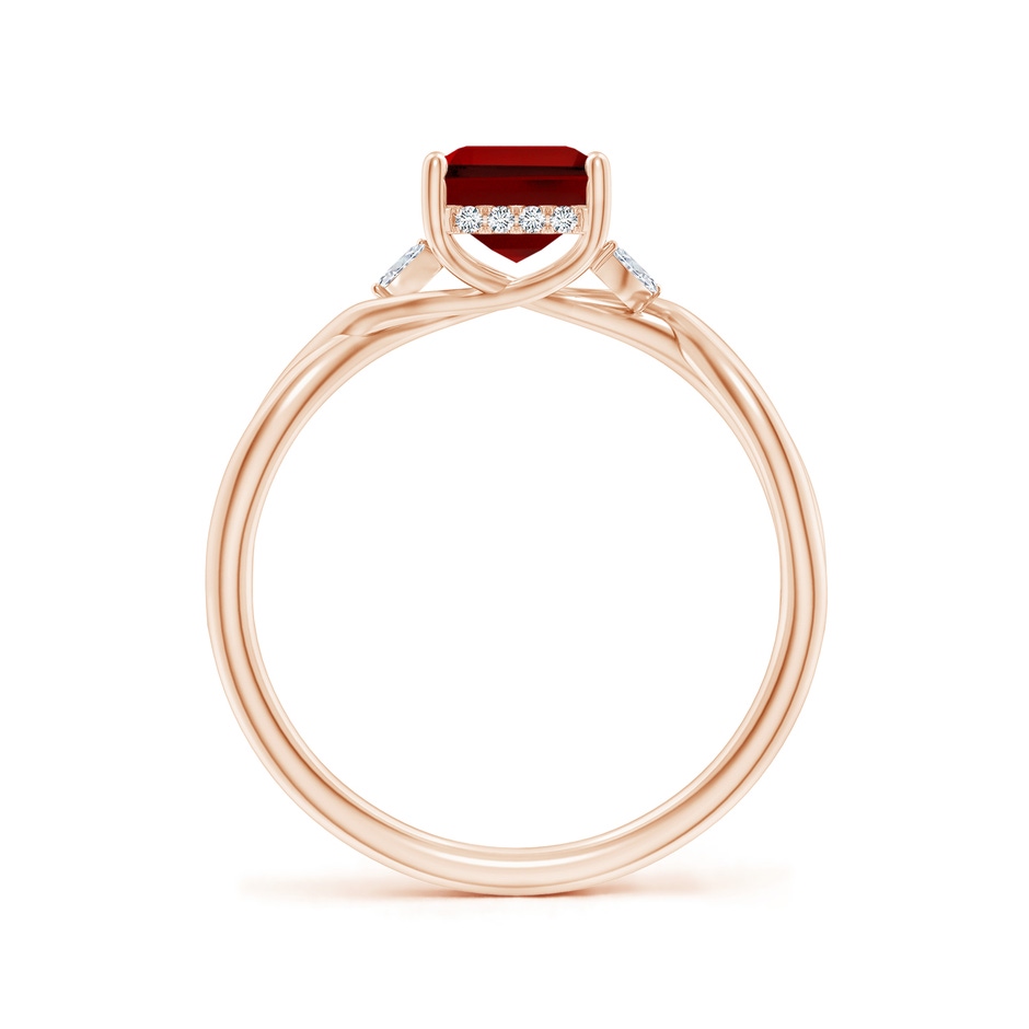 8x6mm Labgrown Lab-Grown Nature-Inspired Emerald-Cut Ruby Hidden Halo Engagement Ring in Rose Gold side 199
