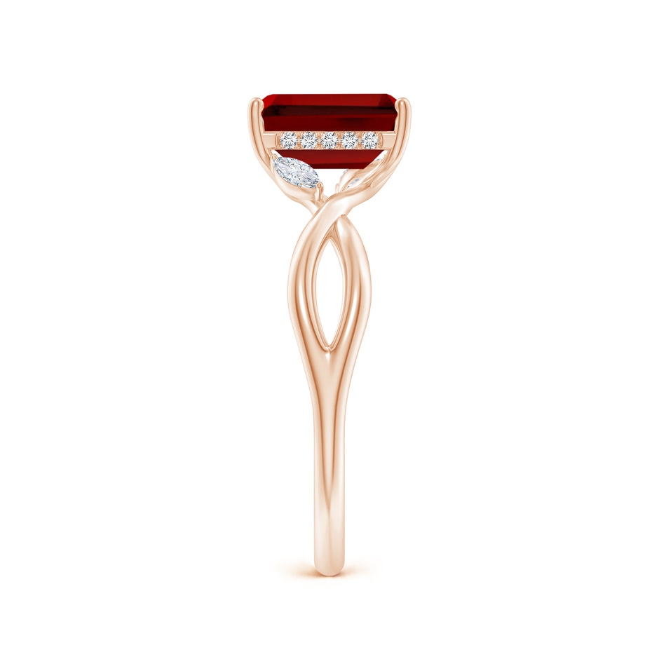 8x6mm Labgrown Lab-Grown Nature-Inspired Emerald-Cut Ruby Hidden Halo Engagement Ring in Rose Gold side 299