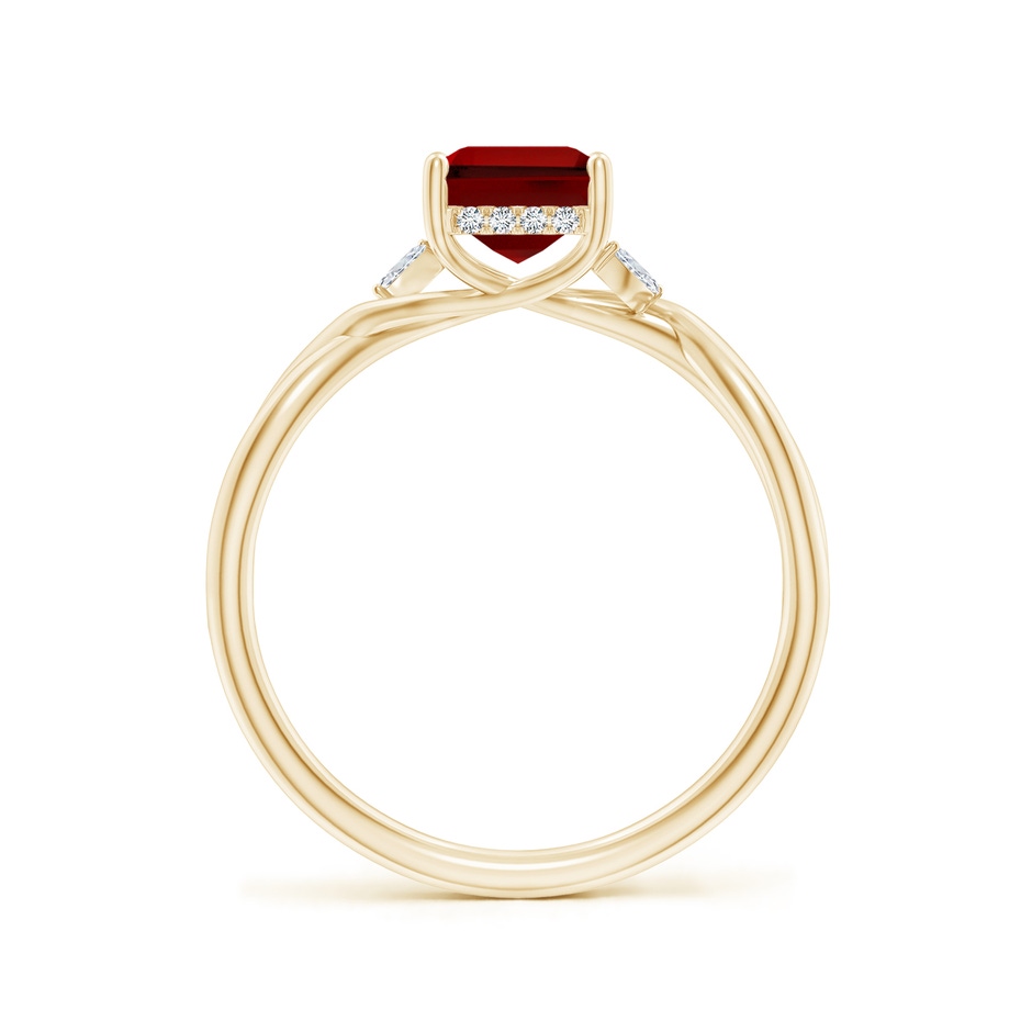 8x6mm Labgrown Lab-Grown Nature-Inspired Emerald-Cut Ruby Hidden Halo Engagement Ring in Yellow Gold side 199