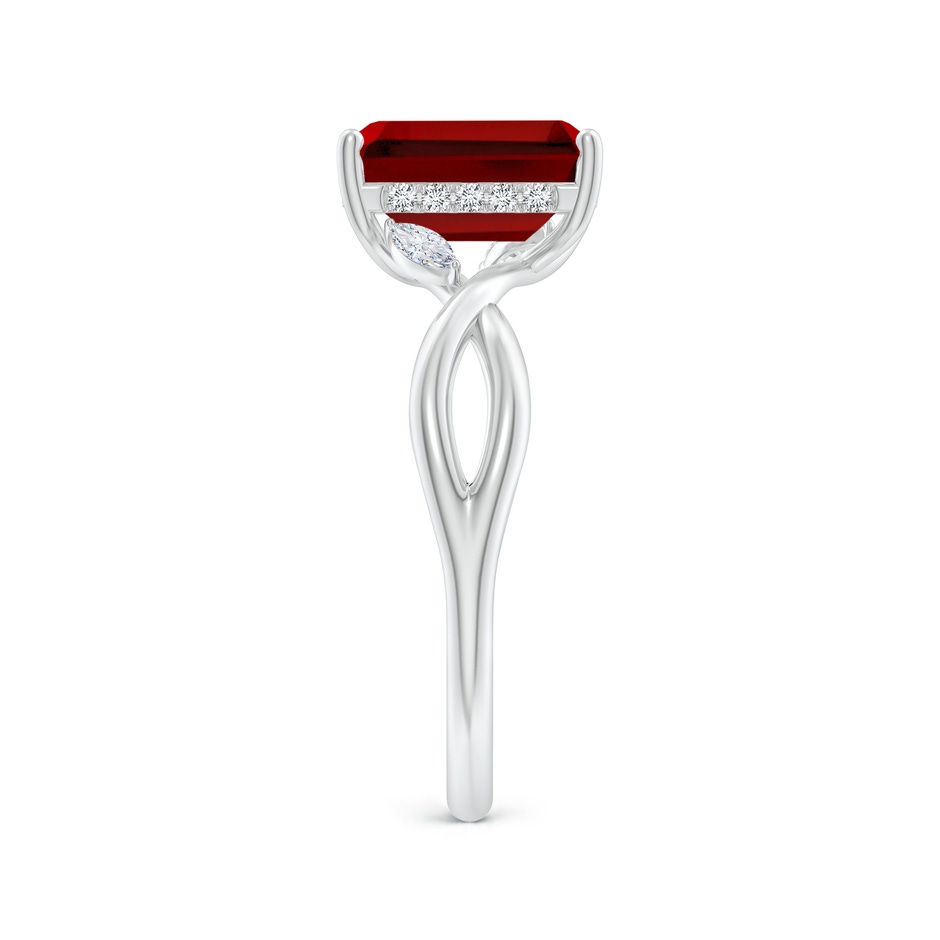 9x7mm Labgrown Lab-Grown Nature-Inspired Emerald-Cut Ruby Hidden Halo Engagement Ring in White Gold side 299