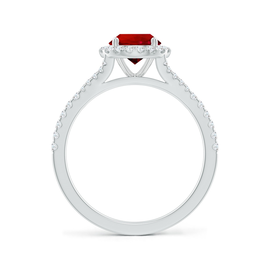 6.5mm Labgrown Lab-Grown Round Ruby Halo Split Shank Engagement Ring in White Gold Side 199