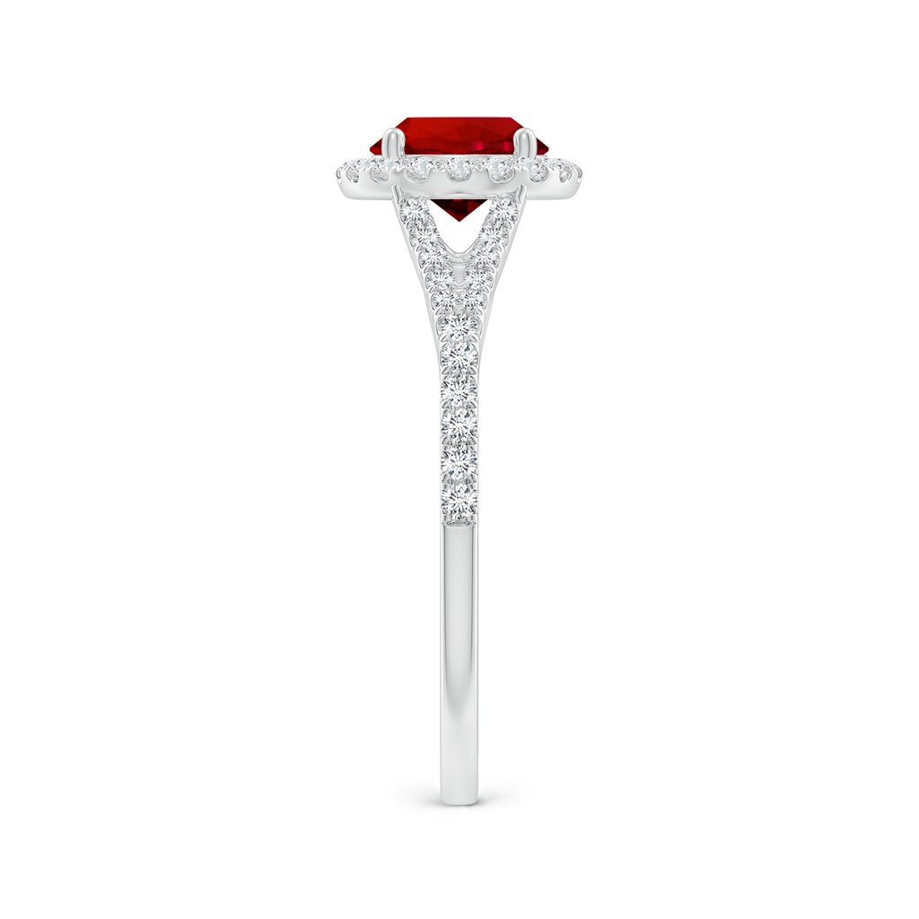 6.5mm Labgrown Lab-Grown Round Ruby Halo Split Shank Engagement Ring in White Gold Side 299
