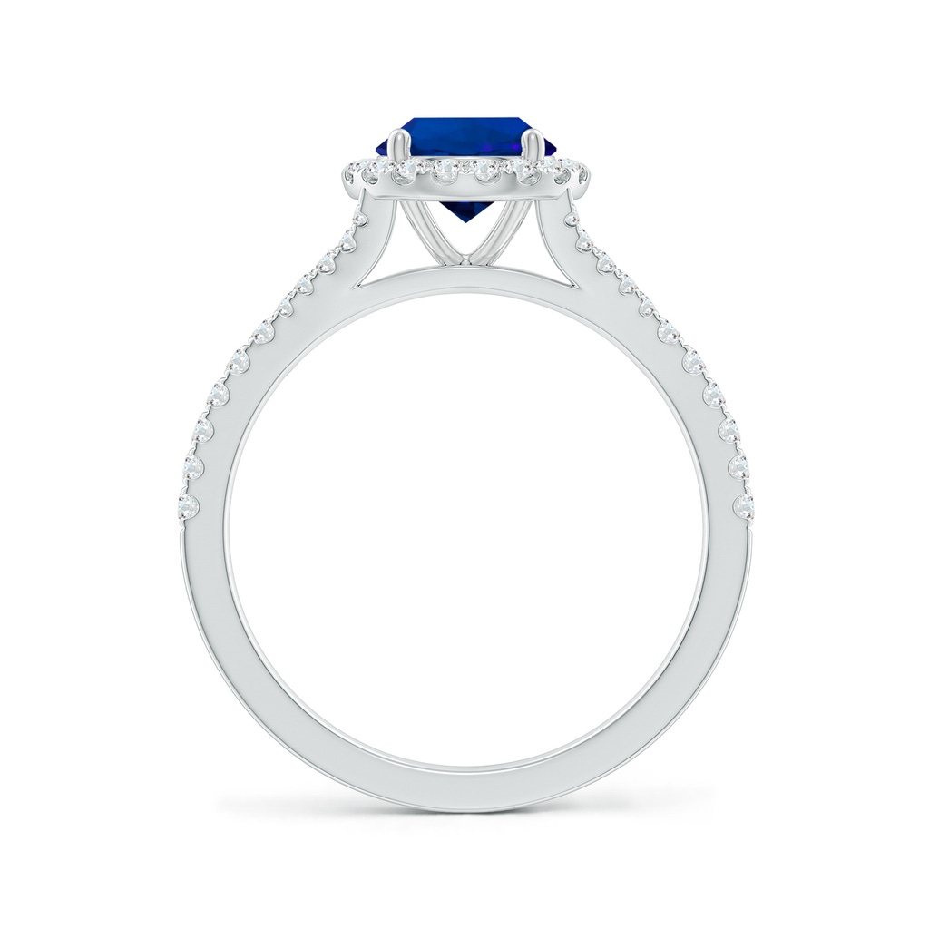 6.5mm Labgrown Lab-Grown Round Blue Sapphire Halo Split Shank Engagement Ring in White Gold Side 199