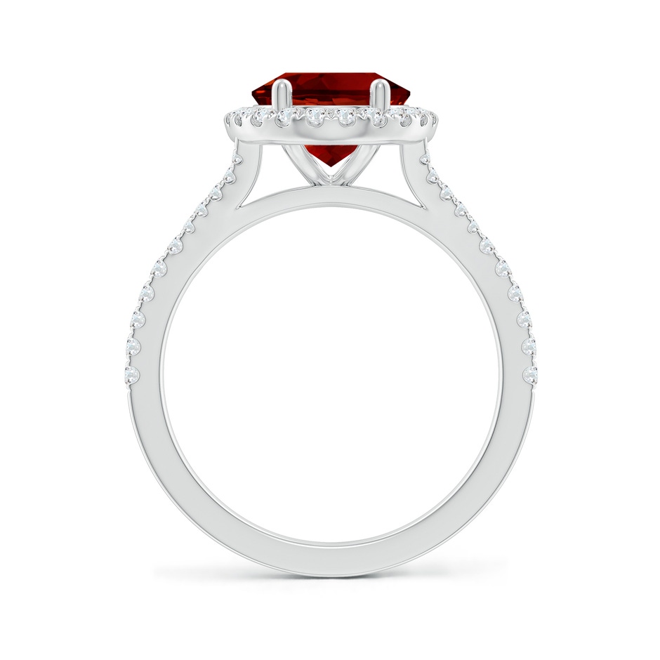 10x8mm Labgrown Lab-Grown Oval Ruby Halo Split Shank Engagement Ring in 18K White Gold side 199