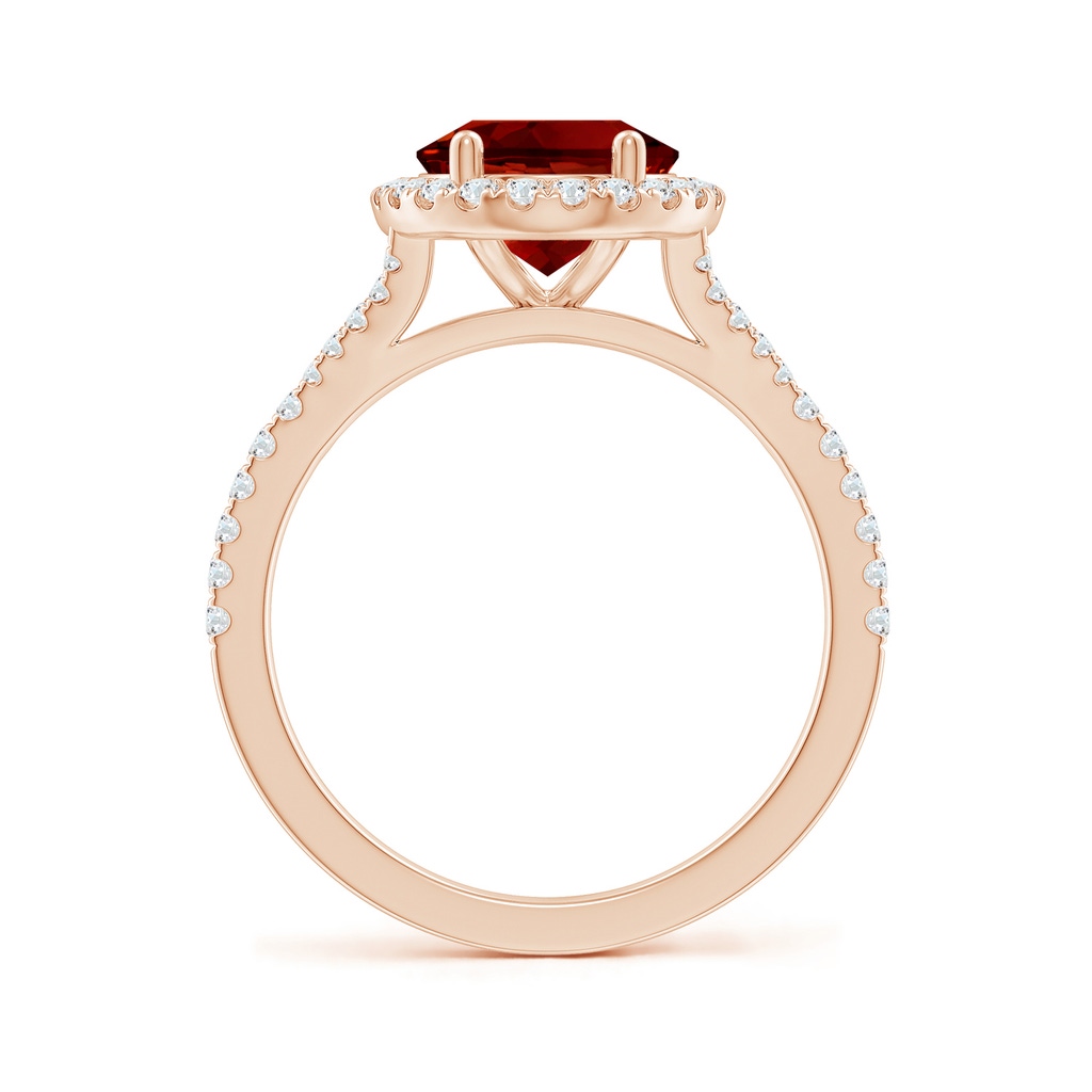 10x8mm Labgrown Lab-Grown Oval Ruby Halo Split Shank Engagement Ring in Rose Gold - side 199