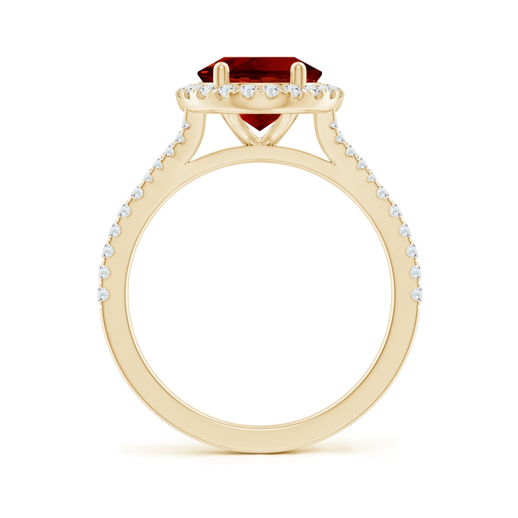 10x8mm Labgrown Lab-Grown Oval Ruby Halo Split Shank Engagement Ring in Yellow Gold - side 199