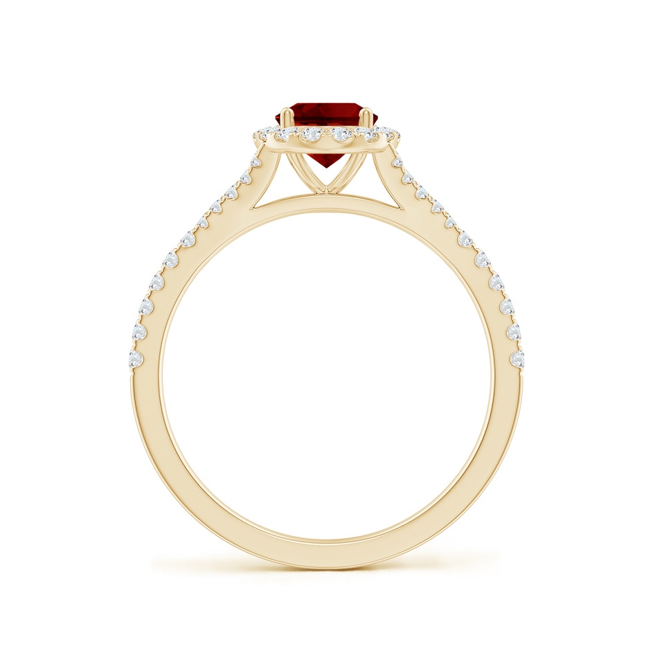 7x5mm Labgrown Lab-Grown Oval Ruby Halo Split Shank Engagement Ring in Yellow Gold side 199