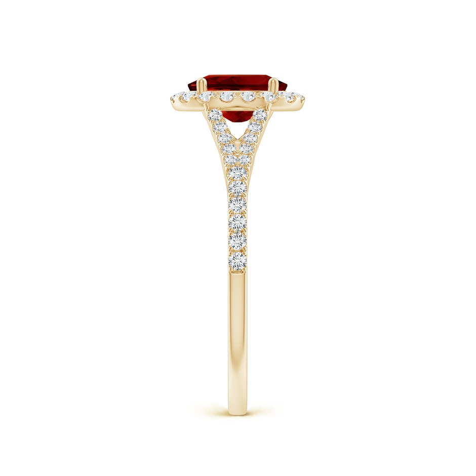 7x5mm Labgrown Lab-Grown Oval Ruby Halo Split Shank Engagement Ring in Yellow Gold side 299