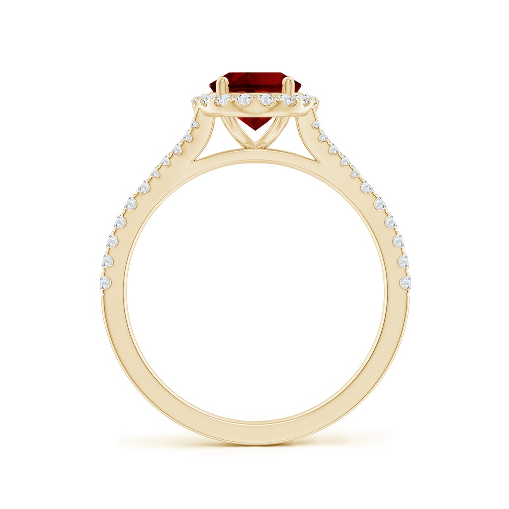 8x6mm Labgrown Lab-Grown Oval Ruby Halo Split Shank Engagement Ring in Yellow Gold - side 199