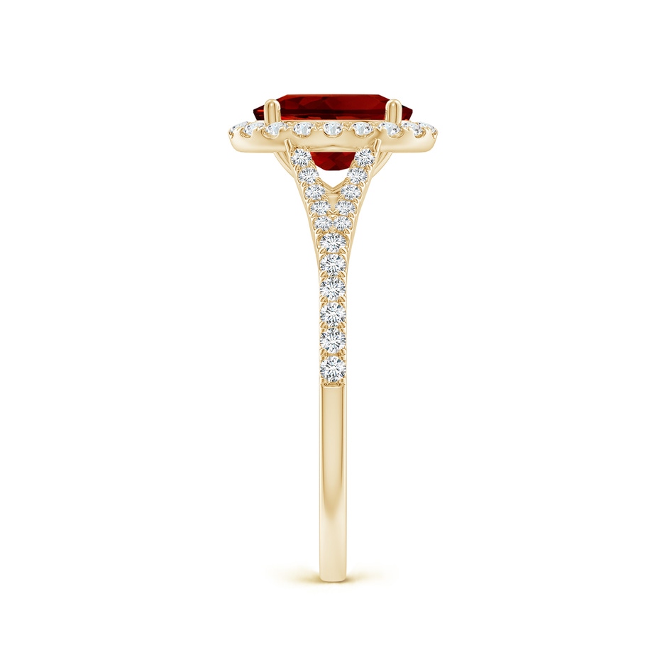 8x6mm Labgrown Lab-Grown Oval Ruby Halo Split Shank Engagement Ring in Yellow Gold side 299