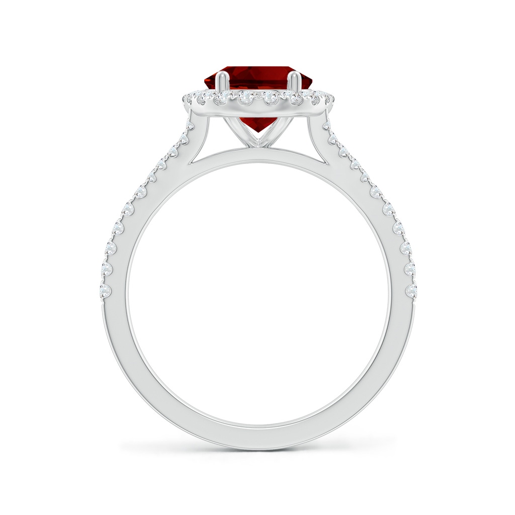 9x7mm Labgrown Lab-Grown Oval Ruby Halo Split Shank Engagement Ring in White Gold - side 199