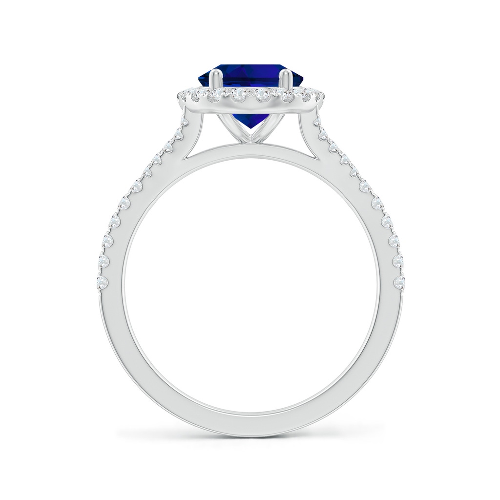 9x7mm Labgrown Lab-Grown Oval Blue Sapphire Halo Split Shank Engagement Ring in White Gold Side 199