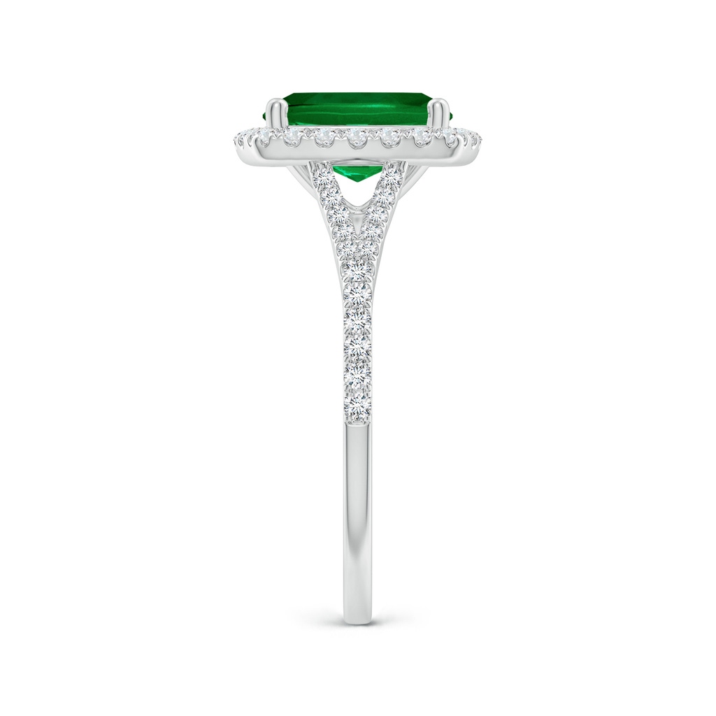 9x7mm Labgrown Lab-Grown Cushion Rectangular Emerald Halo Split Shank Engagement Ring in White Gold Side 299