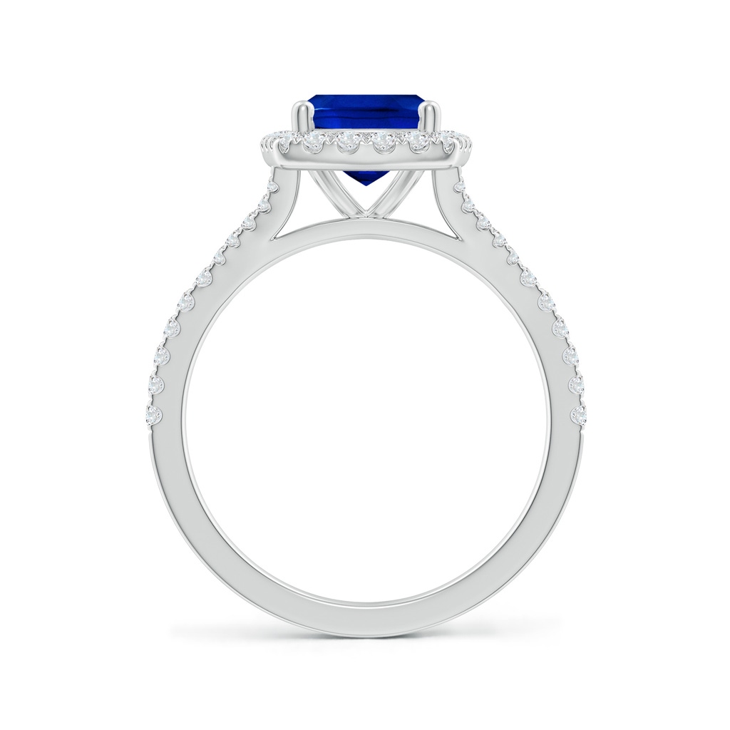9x7mm Labgrown Lab-Grown Cushion Rectangular Blue Sapphire Halo Split Shank Engagement Ring in White Gold Side 199