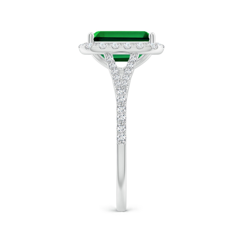 9x7mm Labgrown Lab-Grown Emerald-Cut Emerald Halo Split Shank Engagement Ring in White Gold side 299