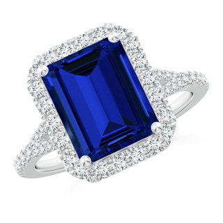 Emerald Cut Lab-Grown Lab Grown Blue Sapphire