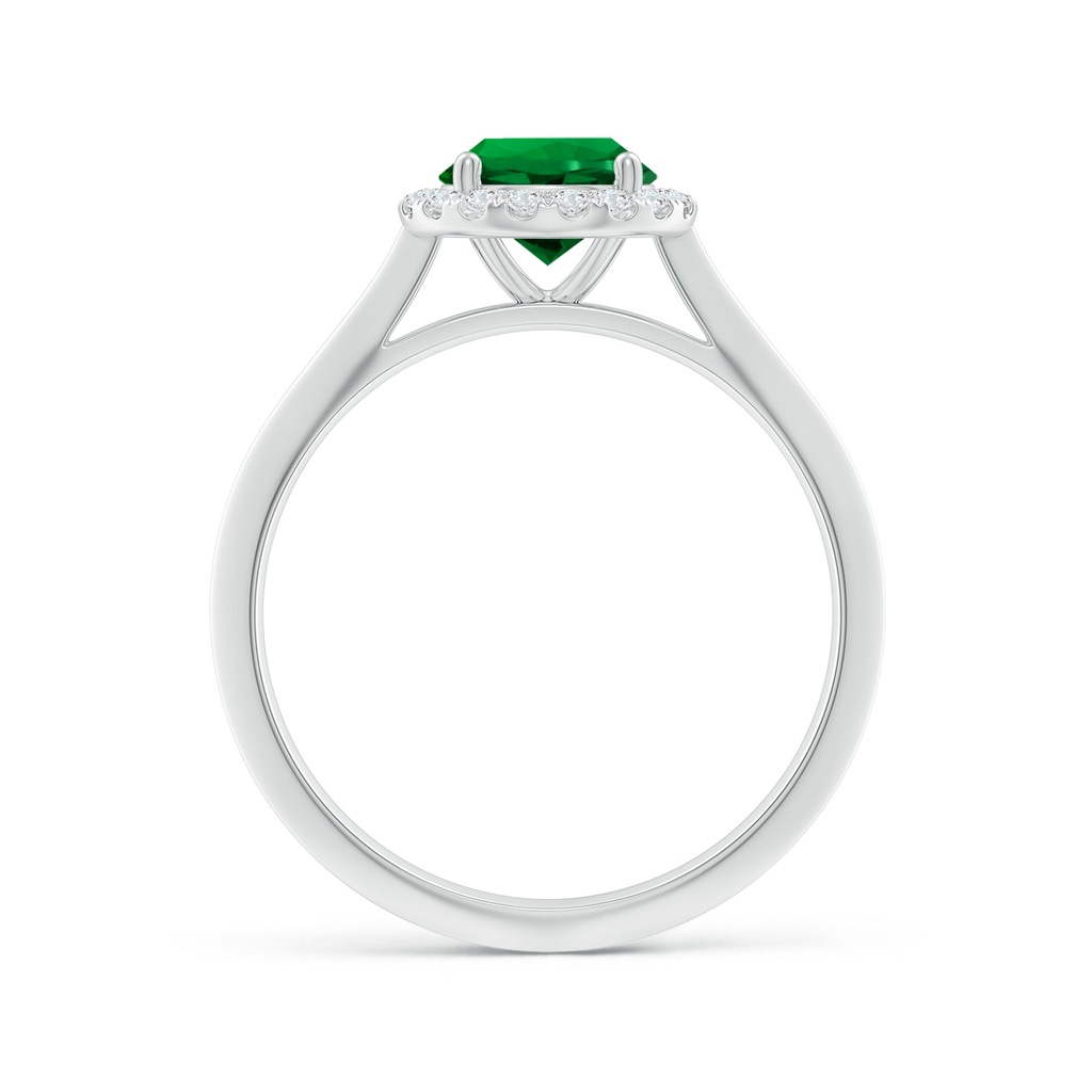 6.5mm Labgrown Lab-Grown Round Emerald Halo Knife-Edge Shank Engagement Ring in White Gold Side 199