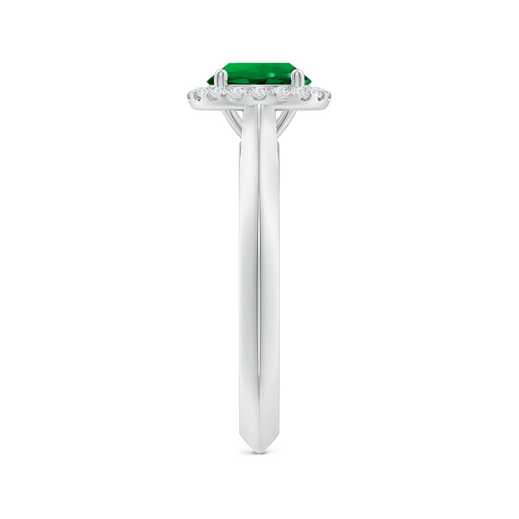 6.5mm Labgrown Lab-Grown Round Emerald Halo Knife-Edge Shank Engagement Ring in White Gold Side 299