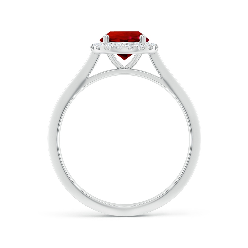 6.5mm Labgrown Lab-Grown Round Ruby Halo Knife-Edge Shank Engagement Ring in White Gold Side 199