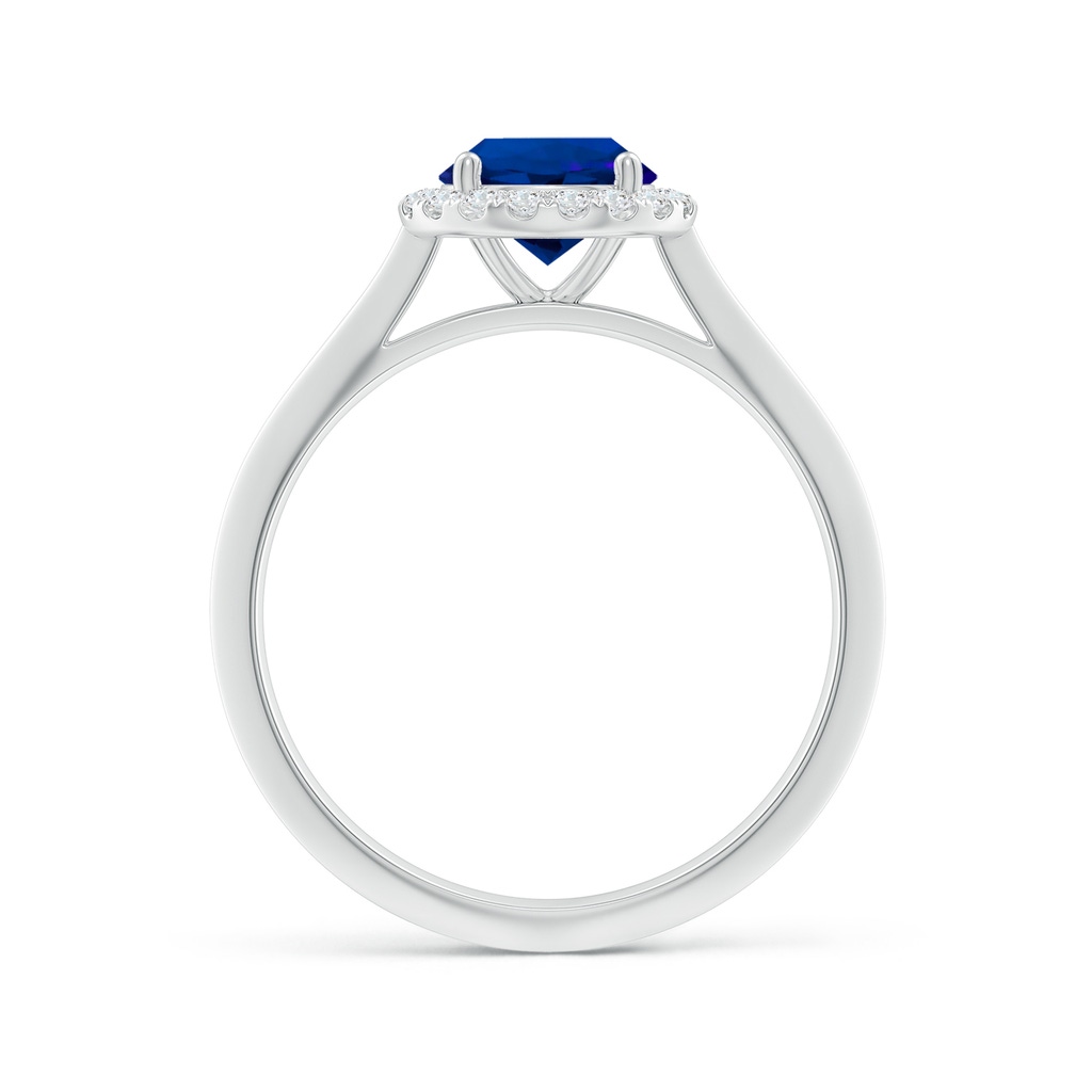 6.5mm Labgrown Lab-Grown Round Blue Sapphire Halo Knife-Edge Shank Engagement Ring in White Gold Side 199
