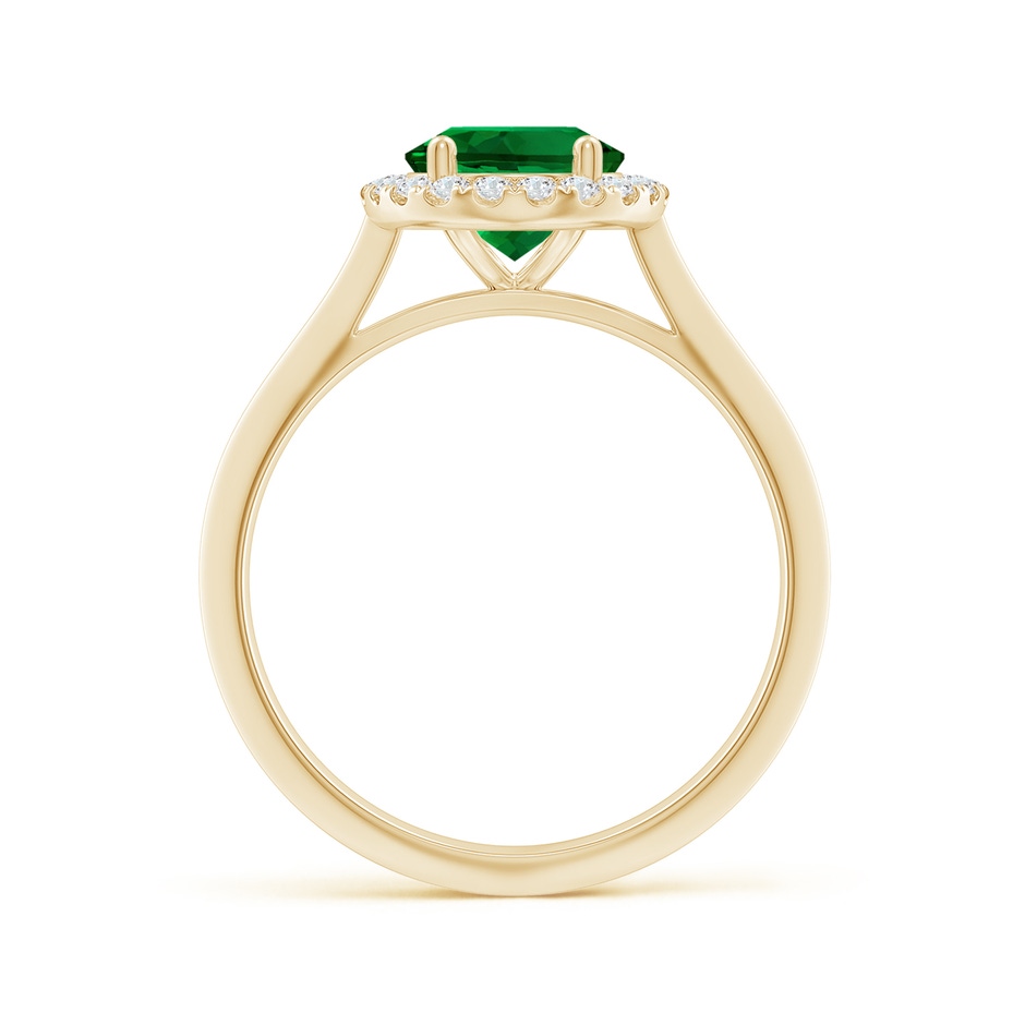 9x7mm Labgrown Lab-Grown Oval Emerald Halo Knife-Edge Shank Engagement Ring in 18K Yellow Gold side 199