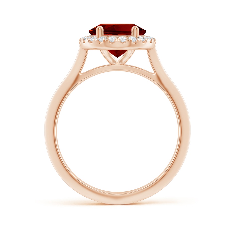 10x8mm Labgrown Lab-Grown Oval Ruby Halo Knife-Edge Shank Engagement Ring in Rose Gold side 199