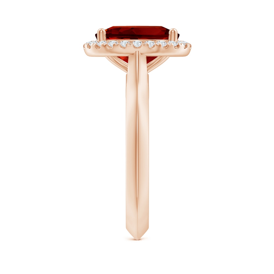 10x8mm Labgrown Lab-Grown Oval Ruby Halo Knife-Edge Shank Engagement Ring in Rose Gold side 299