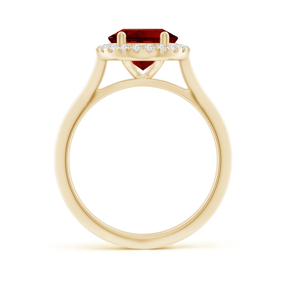 10x8mm Labgrown Lab-Grown Oval Ruby Halo Knife-Edge Shank Engagement Ring in Yellow Gold side 199