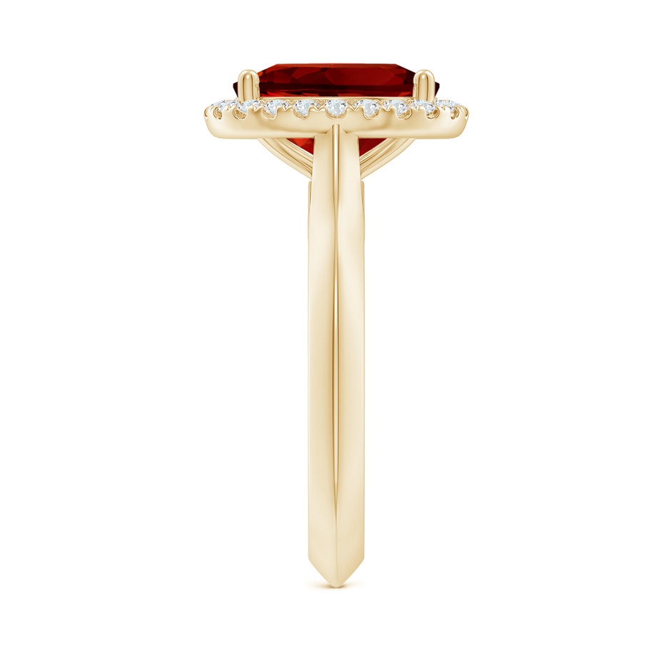 10x8mm Labgrown Lab-Grown Oval Ruby Halo Knife-Edge Shank Engagement Ring in Yellow Gold side 299