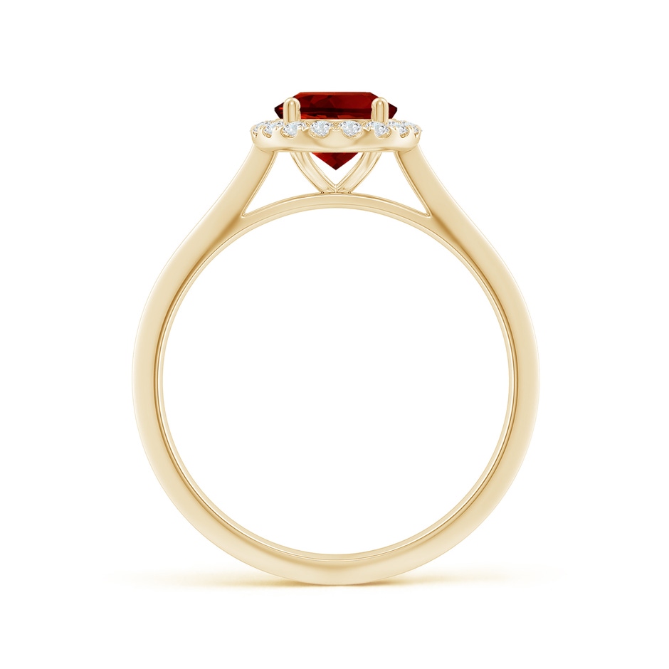 8x6mm Labgrown Lab-Grown Oval Ruby Halo Knife-Edge Shank Engagement Ring in 9K Yellow Gold side 199