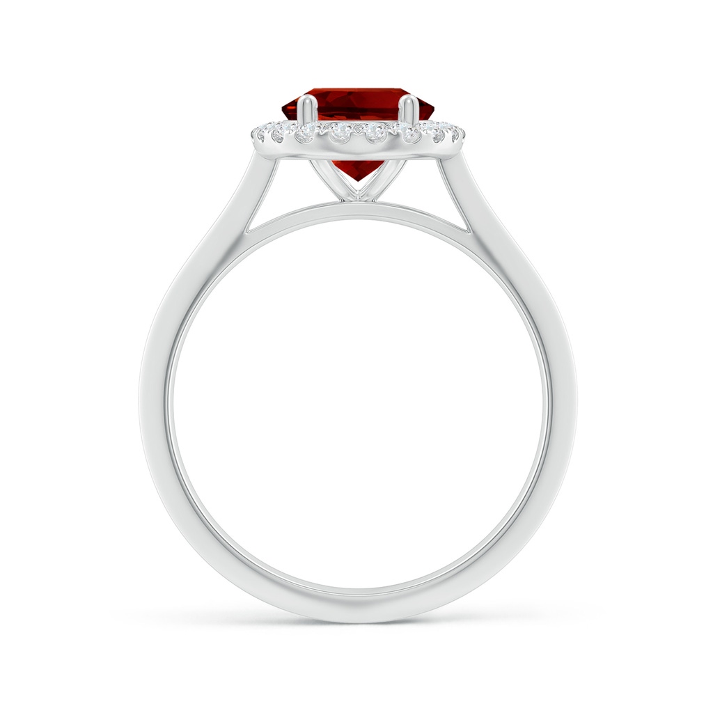 9x7mm Labgrown Lab-Grown Oval Ruby Halo Knife-Edge Shank Engagement Ring in 18K White Gold - side 199