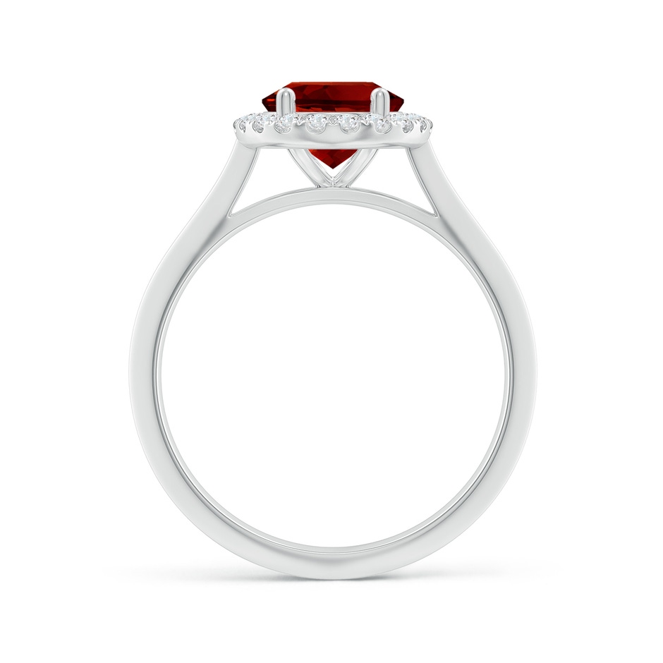 9x7mm Labgrown Lab-Grown Oval Ruby Halo Knife-Edge Shank Engagement Ring in 18K White Gold side 199