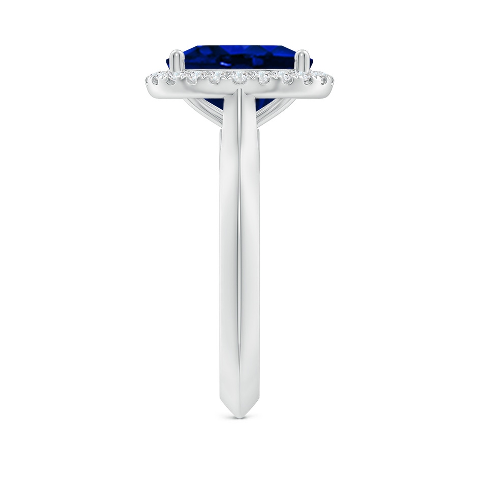 10x8mm Labgrown Lab-Grown Oval Blue Sapphire Halo Knife-Edge Shank Engagement Ring in 18K White Gold side 299