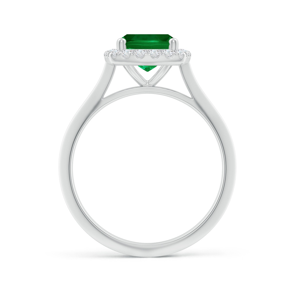 9x7mm Labgrown Lab-Grown Cushion Rectangular Emerald Halo Knife-Edge Shank Engagement Ring in White Gold Side 199