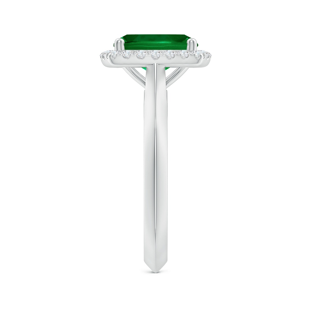 9x7mm Labgrown Lab-Grown Cushion Rectangular Emerald Halo Knife-Edge Shank Engagement Ring in White Gold Side 299