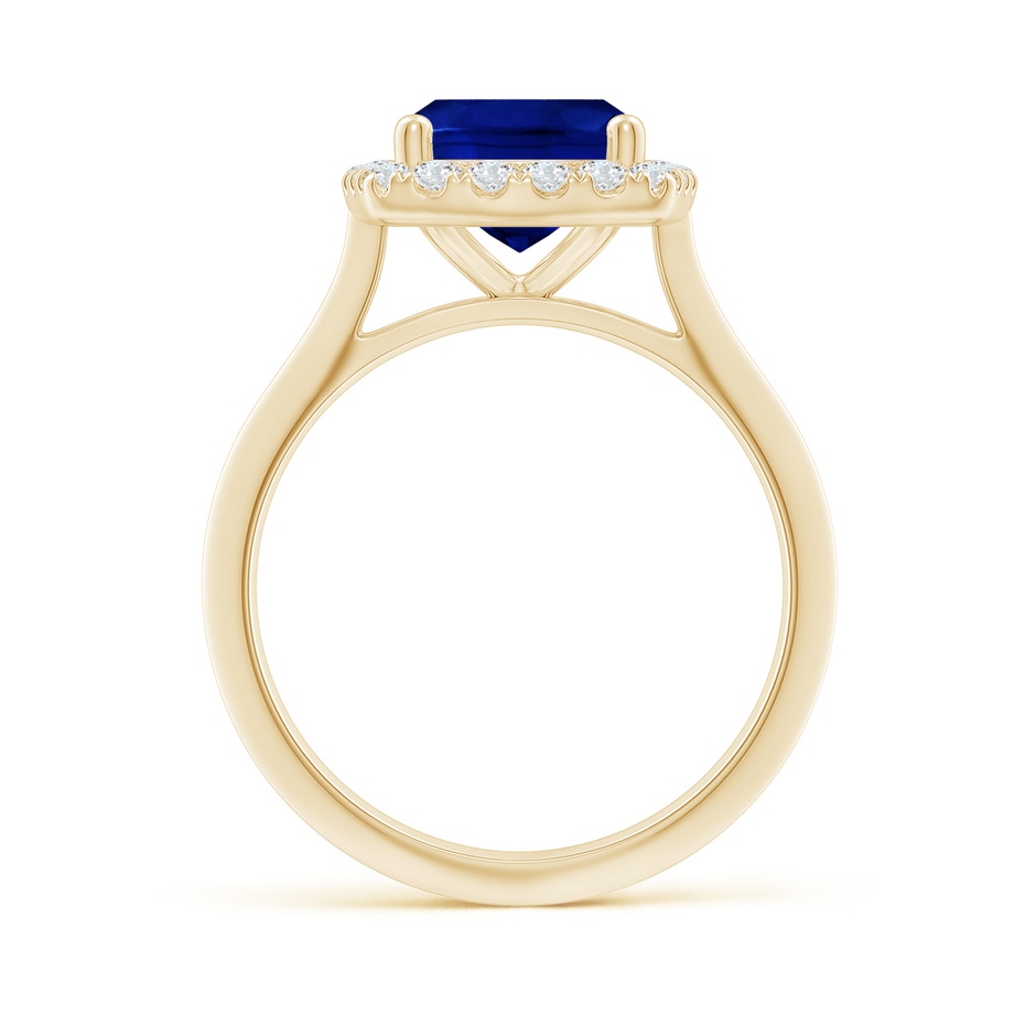 10x8mm Labgrown Lab-Grown Cushion Rectangular Blue Sapphire Halo Knife-Edge Shank Engagement Ring in 18K Yellow Gold side 199