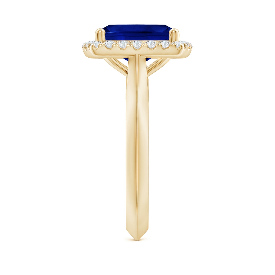 10x8mm Labgrown Lab-Grown Cushion Rectangular Blue Sapphire Halo Knife-Edge Shank Engagement Ring in 18K Yellow Gold side 299