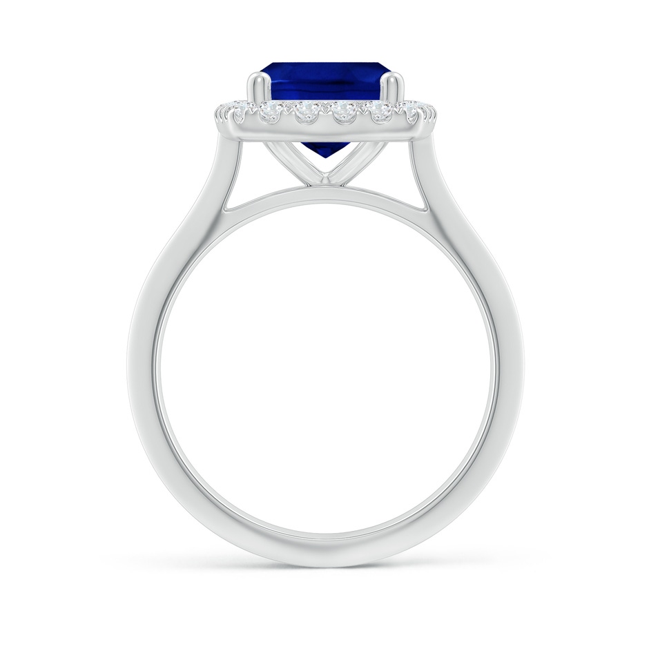 10x8mm Labgrown Lab-Grown Cushion Rectangular Blue Sapphire Halo Knife-Edge Shank Engagement Ring in White Gold side 199