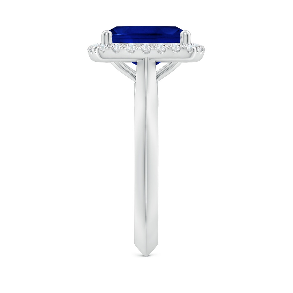 10x8mm Labgrown Lab-Grown Cushion Rectangular Blue Sapphire Halo Knife-Edge Shank Engagement Ring in White Gold side 299