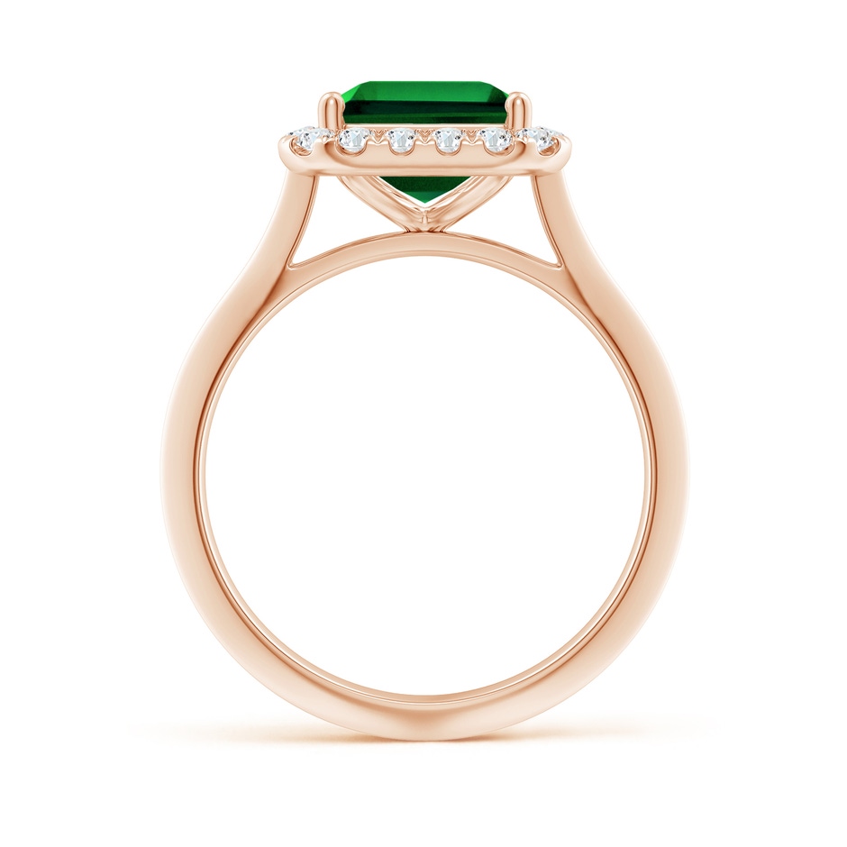 10x8mm Labgrown Lab-Grown Emerald-Cut Emerald Halo Knife-Edge Shank Engagement Ring in 18K Rose Gold side 199