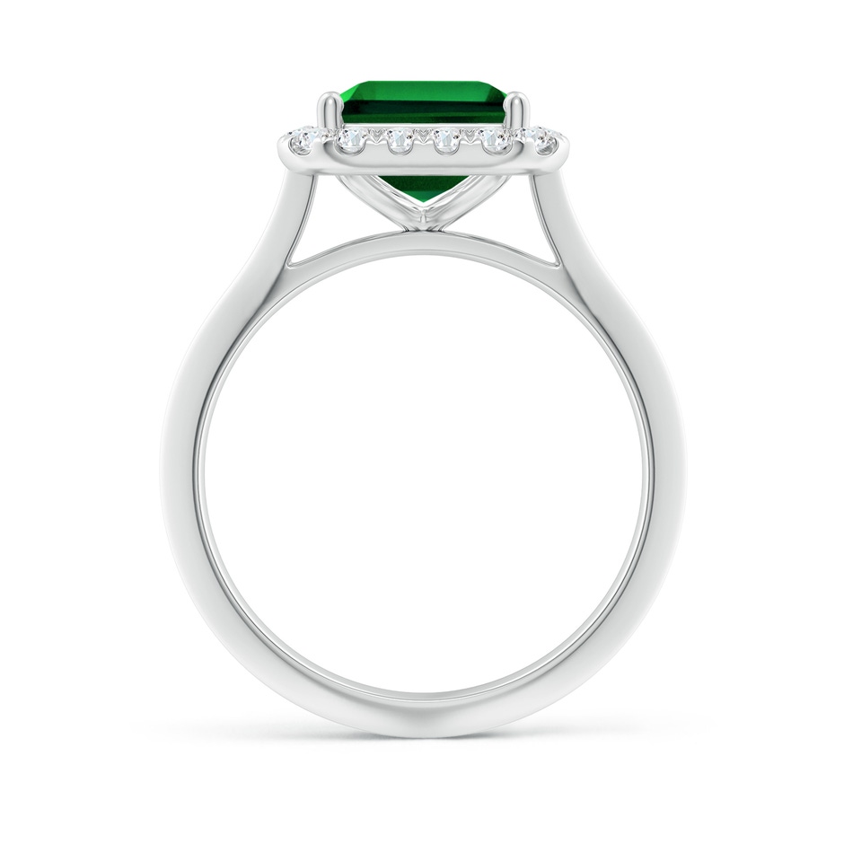 10x8mm Labgrown Lab-Grown Emerald-Cut Emerald Halo Knife-Edge Shank Engagement Ring in 18K White Gold side 199