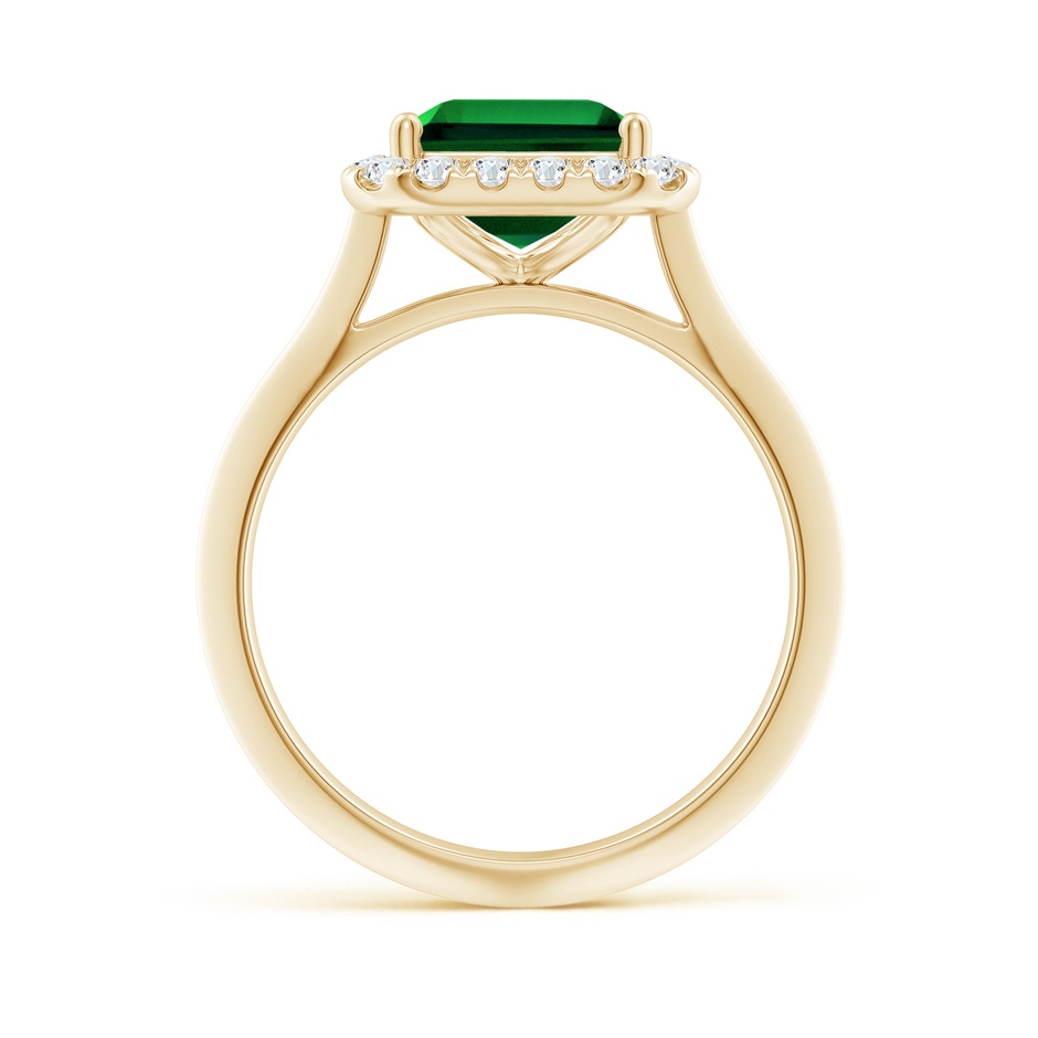 10x8mm Labgrown Lab-Grown Emerald-Cut Emerald Halo Knife-Edge Shank Engagement Ring in 18K Yellow Gold side 199