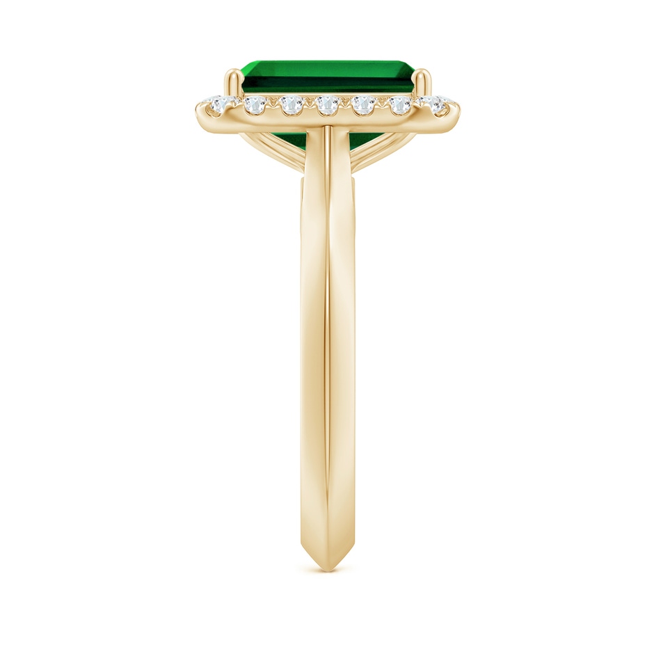10x8mm Labgrown Lab-Grown Emerald-Cut Emerald Halo Knife-Edge Shank Engagement Ring in 18K Yellow Gold side 299