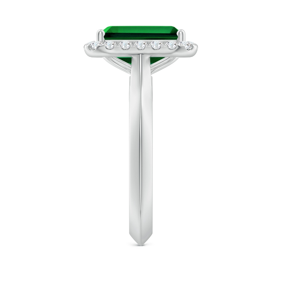 10x8mm Labgrown Lab-Grown Emerald-Cut Emerald Halo Knife-Edge Shank Engagement Ring in White Gold side 299
