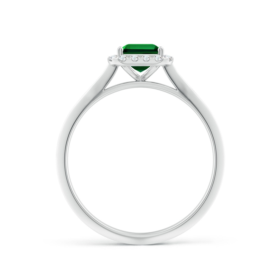 7x5mm Labgrown Lab-Grown Emerald-Cut Emerald Halo Knife-Edge Shank Engagement Ring in P950 Platinum side 199