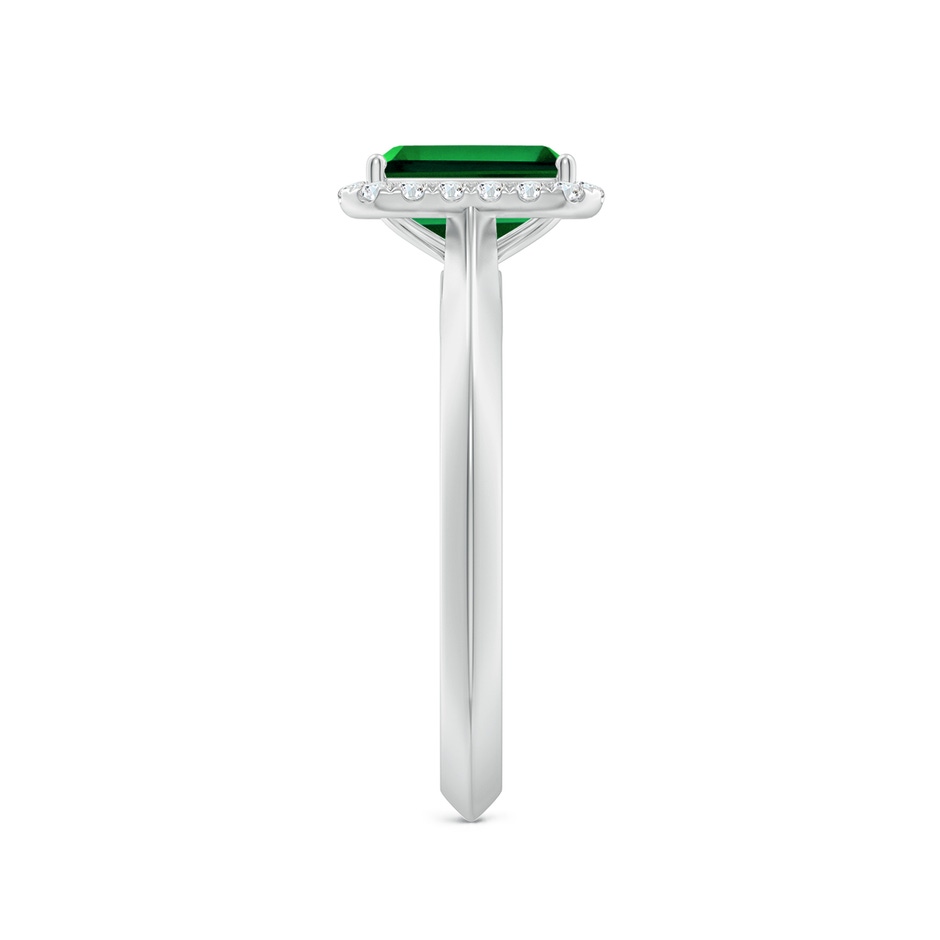 7x5mm Labgrown Lab-Grown Emerald-Cut Emerald Halo Knife-Edge Shank Engagement Ring in P950 Platinum side 299